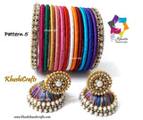 Multicolored Silk Jhumkas and bangles
