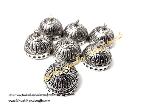 German Silver Jhumka Base -Antique Silver Pattern 7 - 22*25MM. Sold per Pair