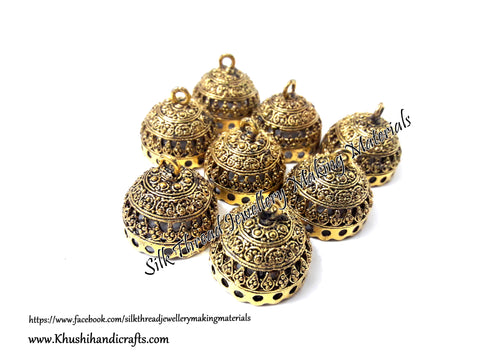 German Silver Jhumka Base -Antique Gold Pattern 8 - 22*23MM. Sold per Pair