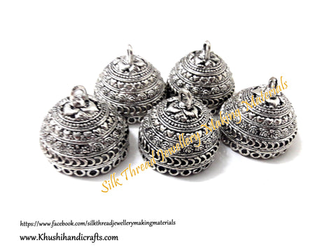 German Silver Jhumka Base -Antique Silver Pattern 15- 25*29MM. Sold per Pair