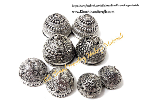 Combo of German Silver Jhumka Bases -Antique Silver Pattern 17. Sold as the set indicated!