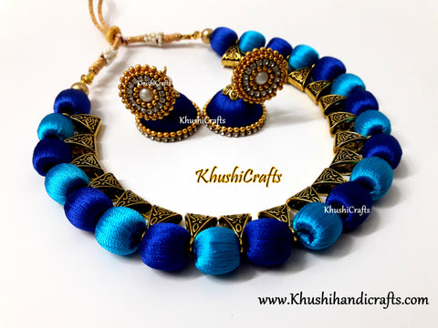 Shades of Blue Silk Thread Jewelry set!