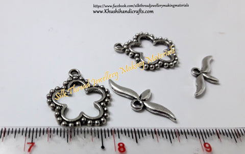 Antique Silver Flower Toggle clasps -T5