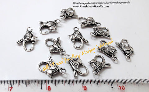 Antique Silver Bird clasps-T4