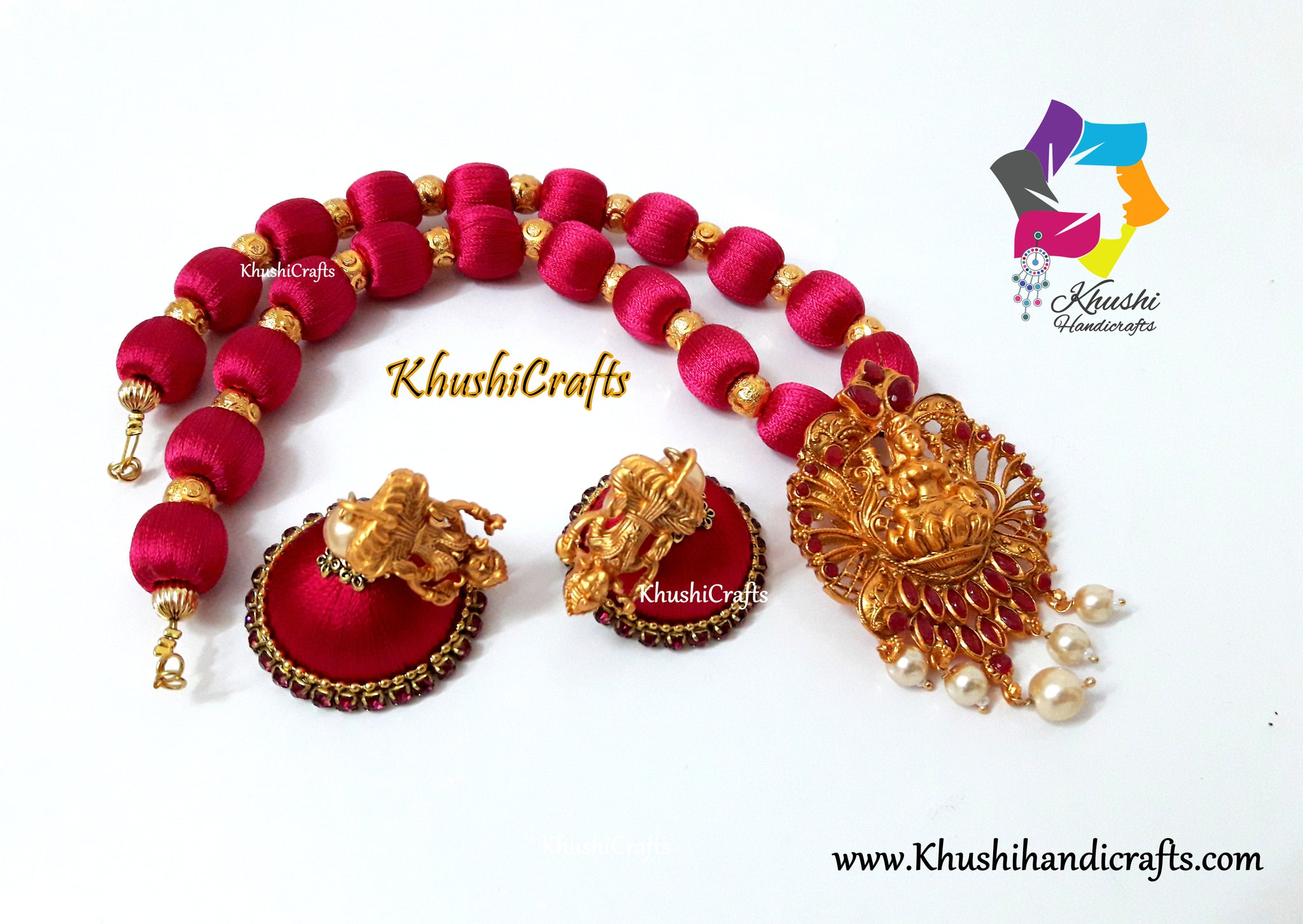Silk Thread Jewellery with Lakshmi Pendant
