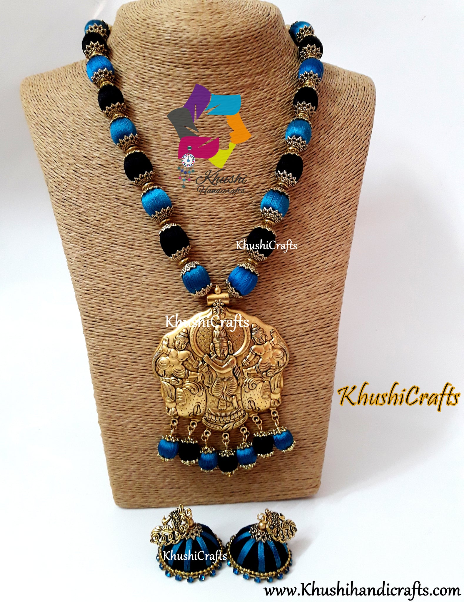 Silk Thread Jewellery with Krishna Pendant