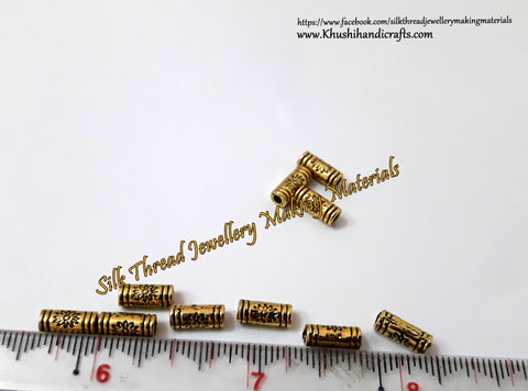 Antique Gold Pipe metal spacers Beads.Sold as a set of 10 pieces!- SP72