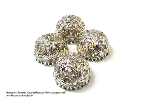 German Silver Jhumka Base -Antique Silver Pattern 19- 20*25MM. Sold per Pair