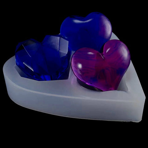 3 Hearts Mould Silicone Mold for casting UV Resin,Epoxy resin and concrete