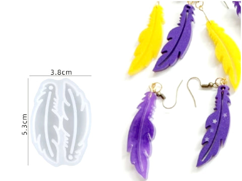 Feather Earring keychain Mould Silicone Mold for casting UV Resin,Epoxy resin
