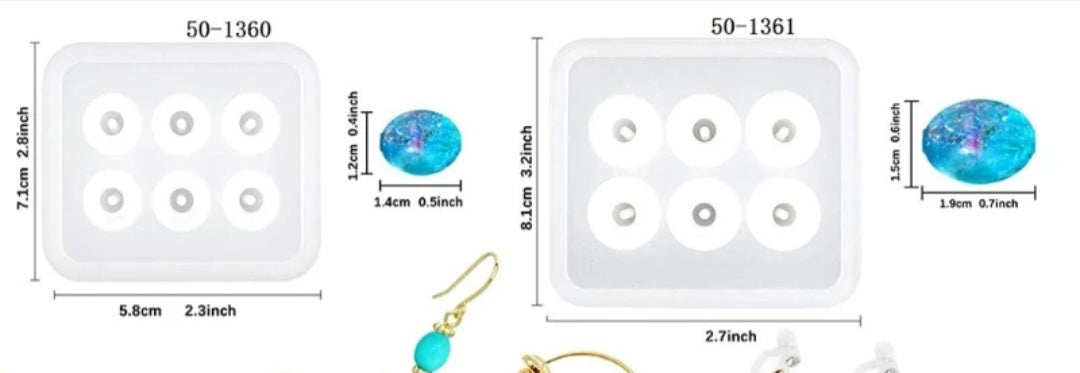 Set of 2 Pattern6 Bead Silicone Mold For Making Resin Bracelet Necklace Pendant Earring Jewellery