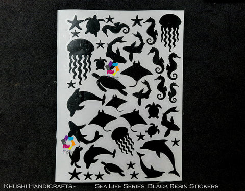 Black Vinyl Resin Stickers- Sea Life series