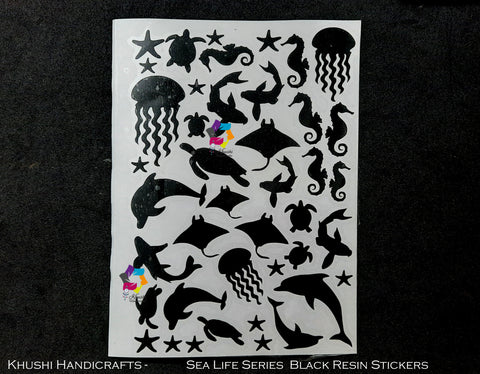 Black Vinyl Resin Stickers- Sea Life series