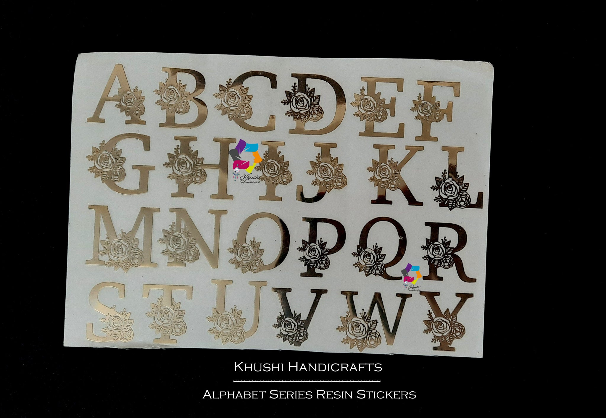 2 Sheets Cursive Letter Stickers for Resin Nails Metallic Alloy