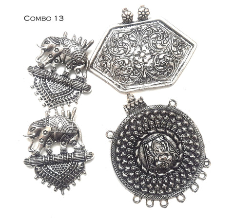 Antique Silver Pendants Combo 13 for Jewellery Making