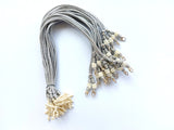 Pearl Silver Necklace cords with hook/Dori /Back rope. Pack of 12 pieces!
