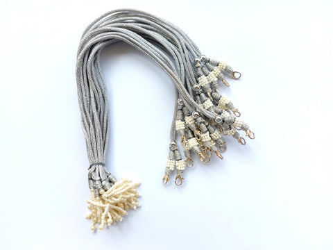 Pearl Silver Necklace cords with hook/Dori /Back rope. Pack of 12 pieces!