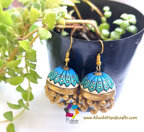 Handmade Black and Gold Floral Polymer Clay Earrings | Statement Bohemian |  eBay