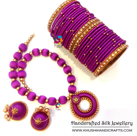 Silk thread Necklace Set with Earring for Women and Girls.