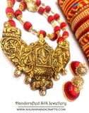 Marron Silk Thread Necklace set with Dokri Ganesh Pendant and carefully curated Bangles