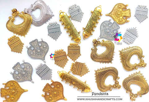 Assorted Antique Gold and Silver Pendants for Jewellery Making - 100 grams