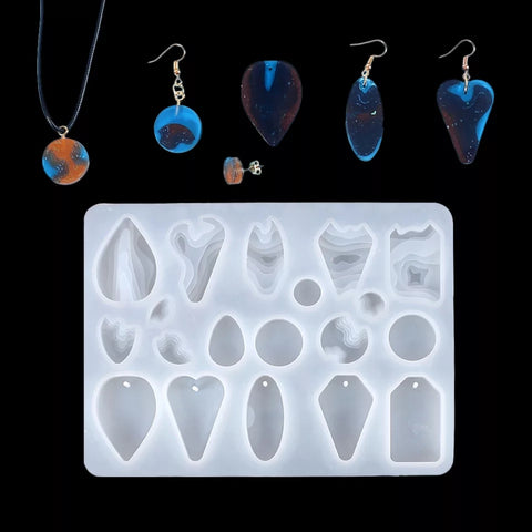 Irregular wave Canyon Mountain Terrain Patterned Earring Pendant Silicone Mold-P1 For Resin Crafts and Jewellery Making