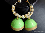 Parrot green Jhumkas! - Khushi Handmade Jewellery