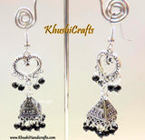 German Silver Heart Dangler Jhumkas 3 - Khushi Handmade Jewellery