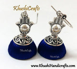 Blue Silk Thread Jhumka with Hand metal charm - Khushi Handmade Jewellery