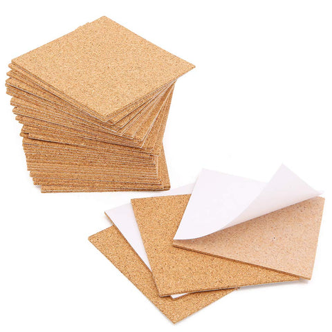 Self-Adhesive Cork Sheets for DIY Coasters, Square Cork Coasters,DIY Cork Tiles Mats, Mini Wall Cork Tiles with Strong Self Adhesive Backing.