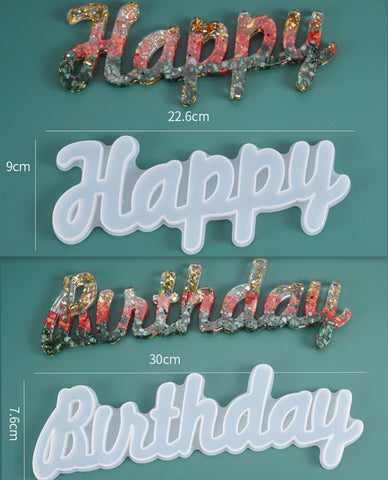 HAPPY BIRTHDAY Word Letter Mold Mould for Baking,Cake,Chocolate,Clay and Resin crafts