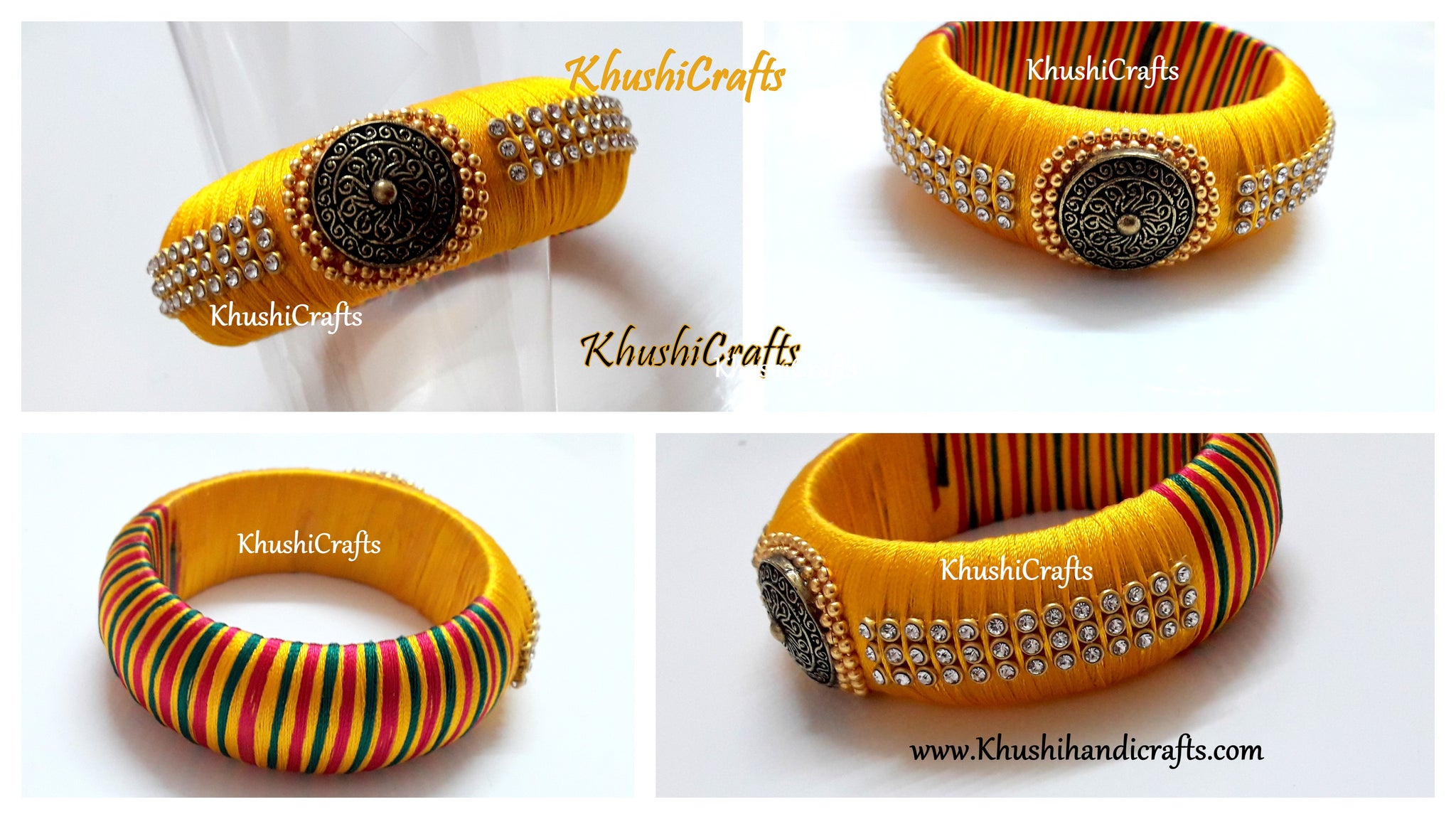 Yellow Kada style Silk thread Bangle