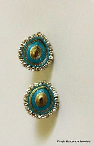Blue studs with stone lining