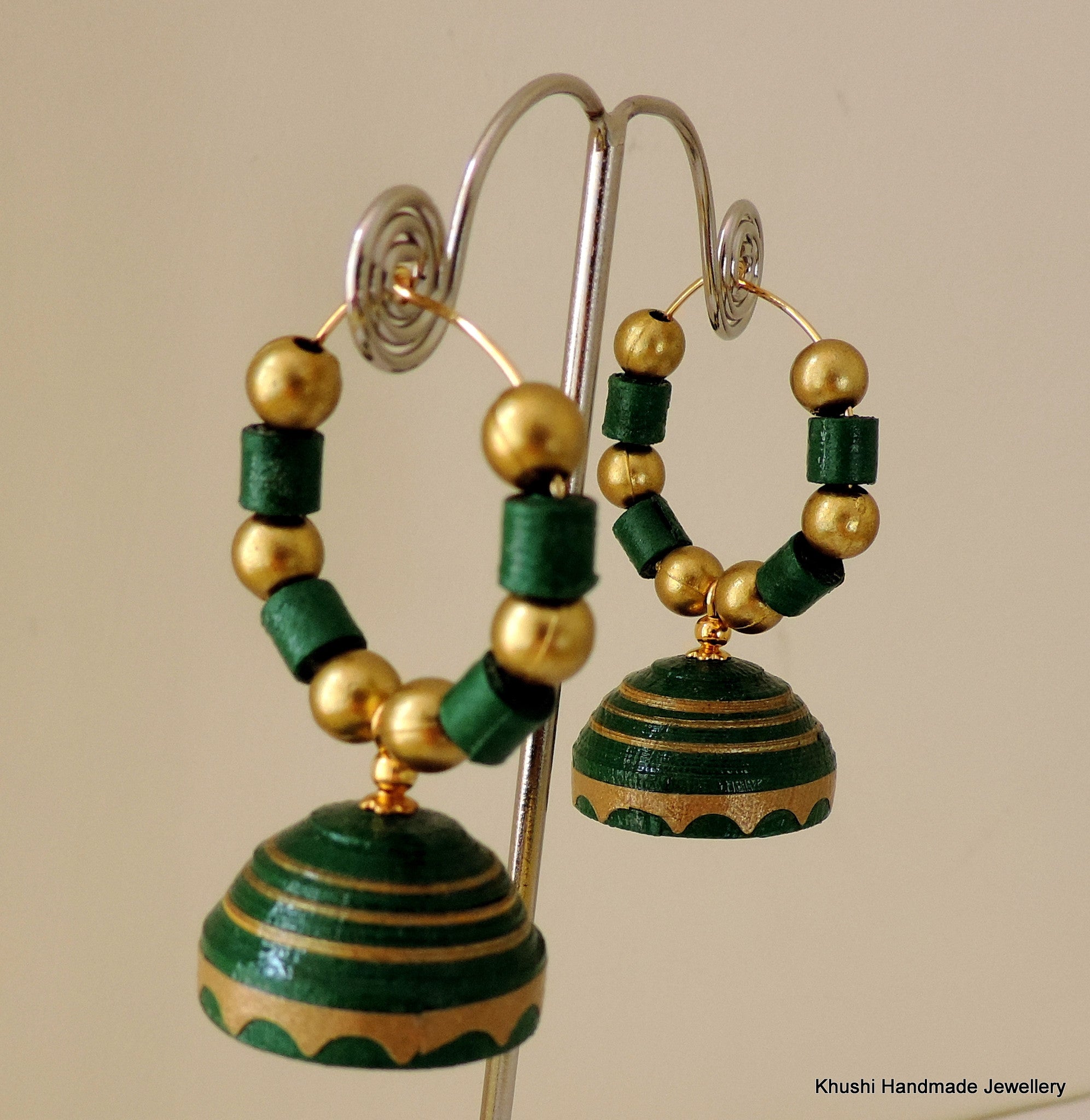 Sap green Jhumka - Khushi Handmade Jewellery