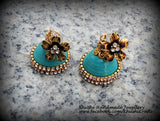 Quilled Sea blue party wear Jhumkas! - Khushi Handmade Jewellery