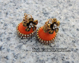 Quilled handmade orange party wear Jhumkas!