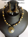 Classic Gold-black Necklace set - Khushi Handmade Jewellery