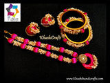 Pink Silk Thread Jewellery set with Loreals ,matching Jhumkas and Silk thread bangles!