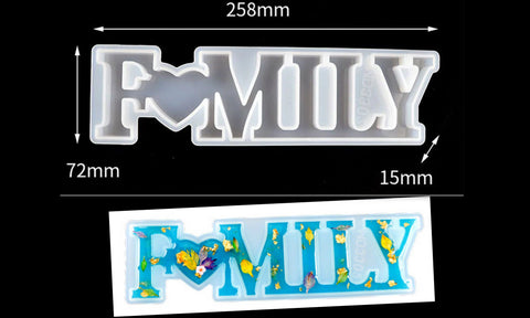 FAMILY Word Letter Mold Mould for Baking,Cake,Chocolate,Clay and Resin crafts