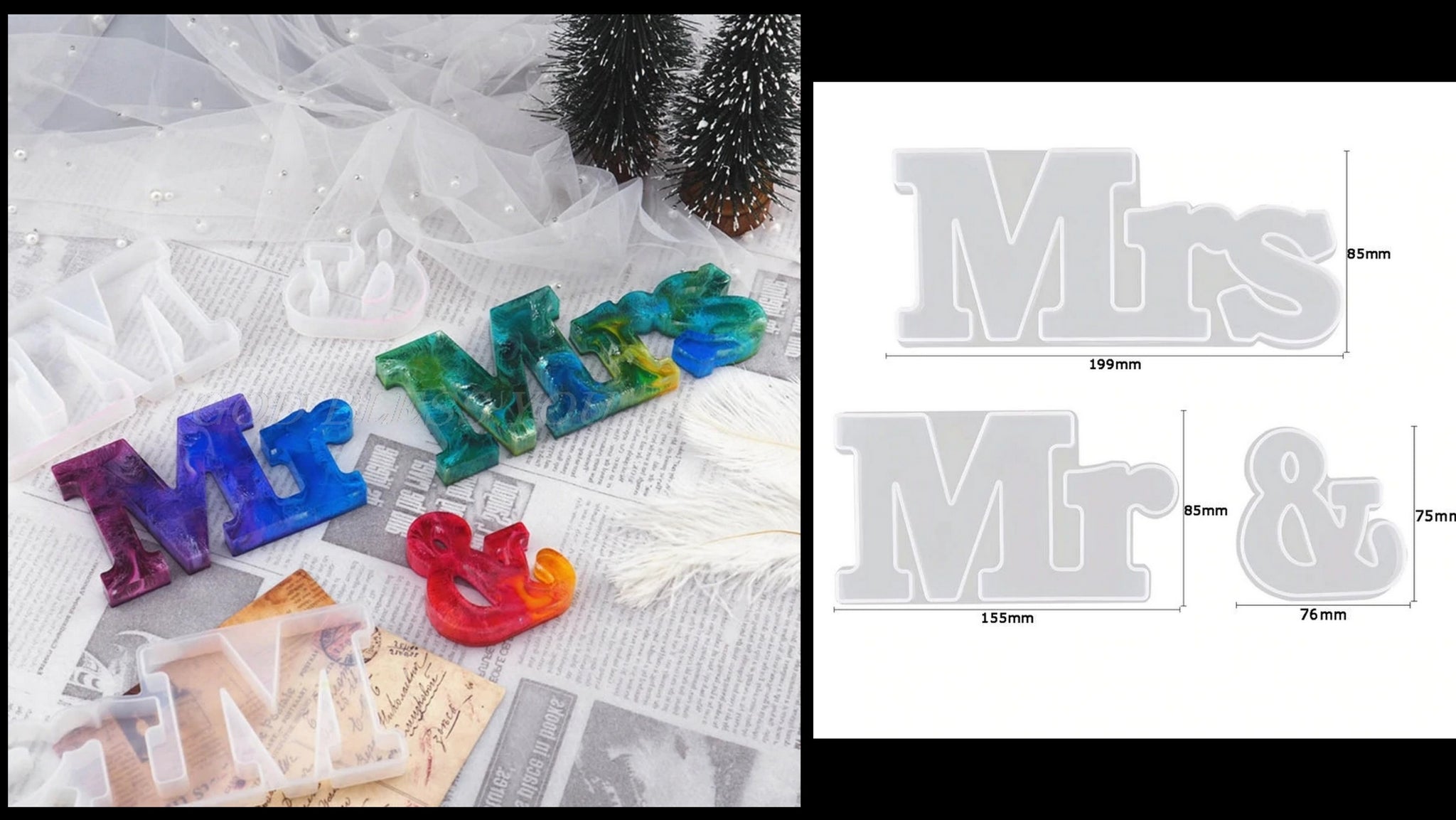 MR & MRS Word Letter Mold Mould for Baking,Cake,Chocolate,Clay and Resin crafts