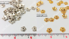  BronaGrand 200pcs 8mm/10mm/12mm Bead Caps Spacer Beads Flower Bead  Caps Jewelry DIY Findings for Necklace Bracelet Making,Antique Gold