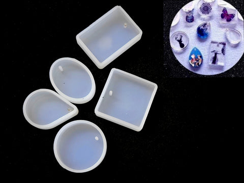 5 shapes Silicone Mold - Resin Molds For Pendant,Earring and key chain Making