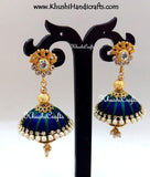 Peacock shaded silk thread Necklace set - Khushi Handmade Jewellery