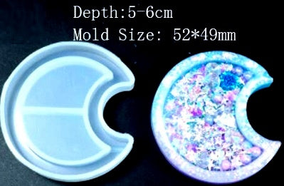 Moon Shaker Key Chain Charms Silicone Mold- DIY Jewelry Craft Tool