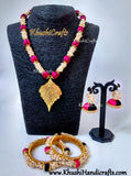 Silk thread Jewellery-Pink and Black Loreal set
