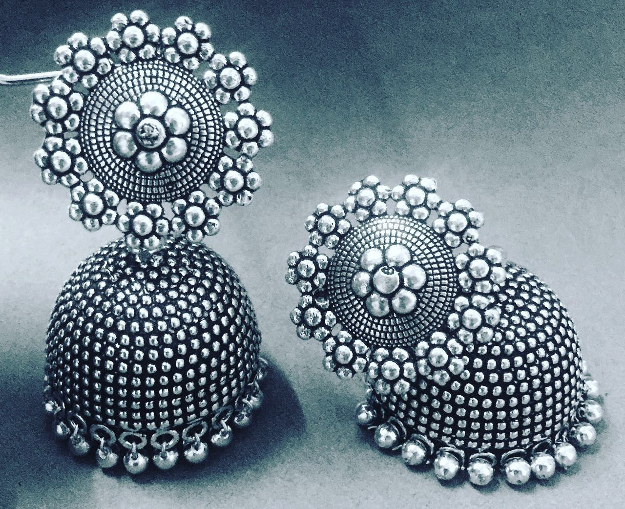 German Silver /Designer Oxidised Jhumkas1