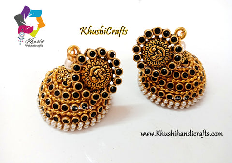 Designer Silk thread Kundan Jhumka Earrings