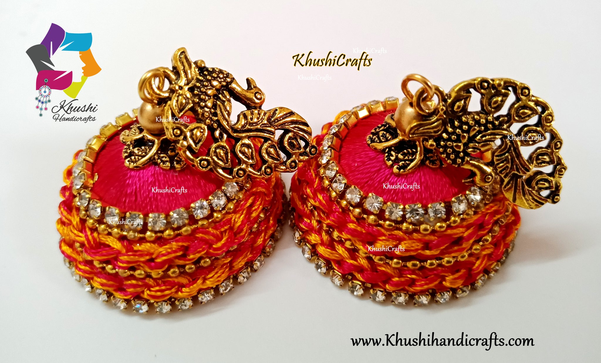 Pink Silk thread crochet Jhumka earrings