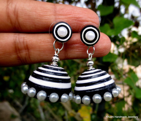 Black and white jhumka with stud!