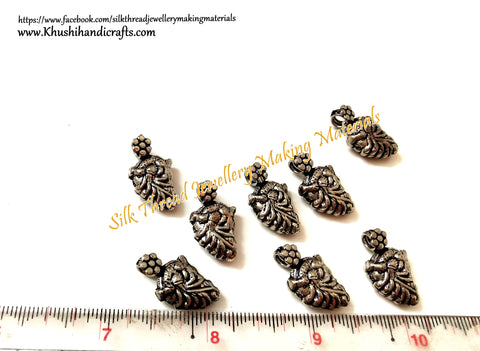 Kolhapuri Beads Antique Silver Peacock Pattern 29.Sold Per piece!